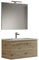 MaMa Store GEA1 80 - Mobile Bagno Sospeso 80 CM monocassettone Quercia Naturale Laccato con Lavabo, Specchio e Lampada LED, L.81 X P.45 X H.46 cm