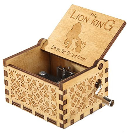 ZOENAE Antike Geschnitzte Spieluhr König der Löwen Handkurbel aus Holz Dekoration for Wohnzimmer Schlafzimmer Ornament (Size : 2pcs)