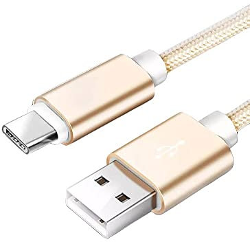 CABLEPELADO Cable USB C | Cable USB C Nylon Trenzado | Carga Rápida | 2A | Compatible con Samsung Galaxy S20/10/9/ Note 10/9, Xiaomi Mi 10/9, Controlador PS5/Xbox Series X/S, etc | 1 Metro | Dorado