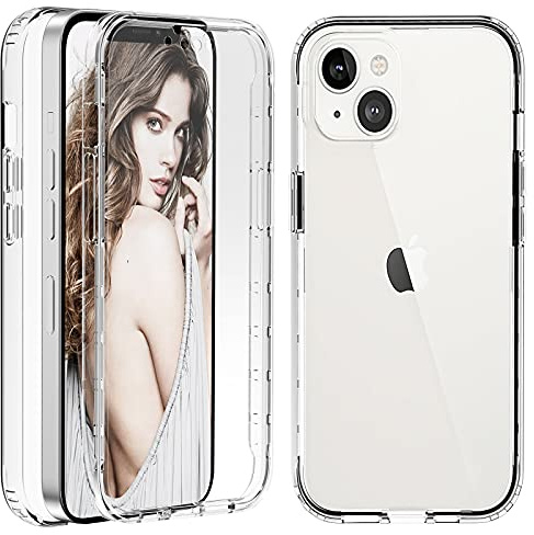 For iPhone 13 Case, Shockproof 360°Full Body Protective Cover with Built-in Screen Protector Soft Silicone Back TPU Anti-yellow Bumper Anti-scratch Heavy Duty Phone Case for iPhone 13 2026(Clear)