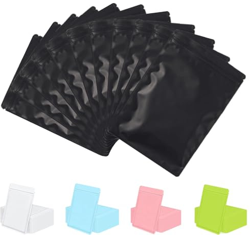 Rimiko 100 Stück Druckverschlussbeutel Zip Folienbeutel Undurchsichtig, Wiederverschließbare Tasche Mylar Ziplock zur Aufbewahrung von Lebensmittel und für Verpacken Proben (Schwarz, 10,5x15cm)