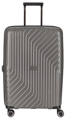 SOMKO Wave Hartschalenkoffer Reisekoffer Mittlerer Trolley 67cm Anthrazit, Trolley 4 Doppelrollen, TSA-Schloss, erweiterbar, Polypropylen leicht | 79L