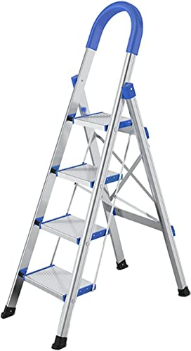 Edelstahl-Trittleitern, zusammenklappbare tragbare 4-Stufen-Leiter für Zuhause, schwere Ith-Anti-Rutsch-Matte, technische Leiter, stabile, langlebige Klappstufen