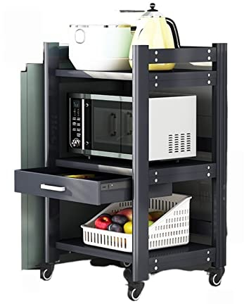 PEVSCO Kitchen Storage Rack Kitchen Storage Rack, Floor To Floor, Multi-layer Movable Oven, Microwave Oven, Electric Rice Cooker, Integrated Storage Cabinet Household Storage Shelf
