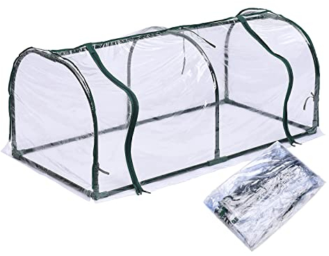 TITA-DONG Mini Invernadero Portátil Transparente para Jardín, Cubierta de Casa Cálida de PVC Transparente para Exteriores, Mini Invernadero para Cama de Jardín, No Incluye Soporte(120 * 60 * 48 CM)