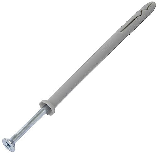 AERZETIX - C67164 - Lot de 50 Chevilles à Clou Ø8x120mm à collerette biseautée en polyéthylène + 50 Clou-vis Ø4.9x125 mm à tête fraisée PZ2 en Acier - à Frapper - ossature métallique béton Brique
