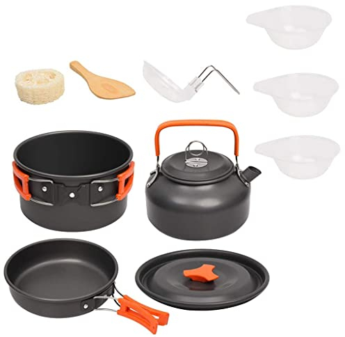 OQHAIR Juego de Cocina de Aluminio Cocina para Acampar u Kit Hervidor Hervidor Hervidor Viaje Montañismo Picnic Barbacoa Cubiertos Equipo (Color : A, Size (A As The Picture Shows)