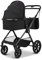 MOON 2 in 1 Kombi-Kinderwagen CLICC, Black/Melange, mit Wanne und Sportwagen Sitz, bis 22 kg, faltbar mit Sportsitz, inkl. Wickeltasche, Fußsack, Regenschutz und Adapter, Kollektion 2024