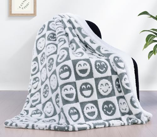 Decke Kuscheldecke, 200x230 cm Kuscheldecke, Flauschige Wolldecke mit Muster, 520GSM Flauschige Decke, Warme Sherpa Decke, Wohndecke, Sofadecke