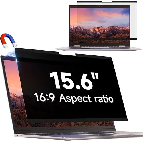 IPROKKO Laptop Privacy Screen 15.6 Inch for Hp/Dell/Acer/Lenovo/ThinkPad/Asus/Sony, Removable 16:9 Aspect Laptop Shield, Anti Blue Light Glare Filter