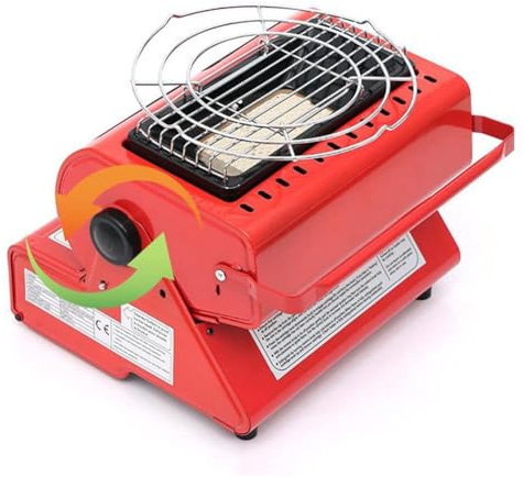 YHUEGH Tragbare Gasheizungen, 2-in-1-Kompakt-Propanheizung und -Herd, 1,3-kW-Butanheizung mit Piezo-Zünder für Outdoor-Camping, Angeln, Jagd