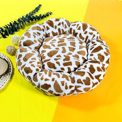 DOTBUY-SHOP Hundebet Katzenbett Hundekissen Grosse Hunde Kissen, Blumenform Plüsch-Hundekorb Hundebett Waschbar für Welpe, Katzen, Kätzchen, Haustiere (60cm,Leopard)