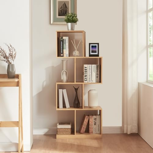 [en.casa] Bücherregal Gullspång Dekoregal Mehrzweckregal aus Bambus Standregal 4 offene Ablagefächer umwelfreundliches Regal für Wohnzimmer Büro 130x55x30cm Natur