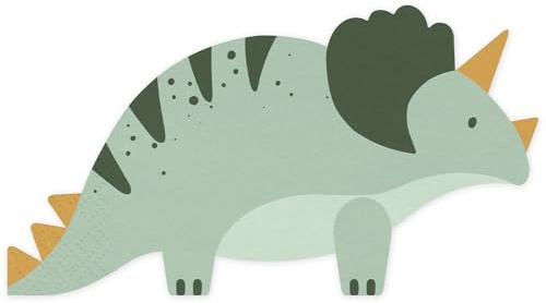 12 Stück Papierservietten Triceratops in Grün 18x10cm 2-lagig
