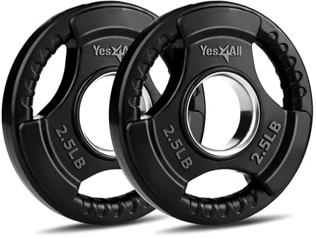 Yes4All Weight plate grip rubber coated for Weightlifting & Strength Training, Cast Iron – 2.5lb - Pair
