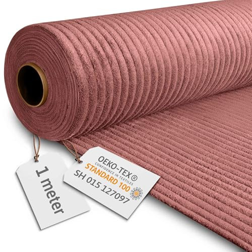 DreamRoots Tissu Velours Côtelé de 380 g/m² 140 cm de large - Rouleau Tissu Velours Ameublement Ginger Spice 1M