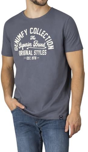 DENIMFY Tshirt Herren Baumwolle Regular Fit DFNuri Rundhals Kurzarm Sommer | Tee Shirt Logoprint Schwarz Grau Blau Grün Rot Weiß Navy S M L XL XXL 3XL 4XL 5XL