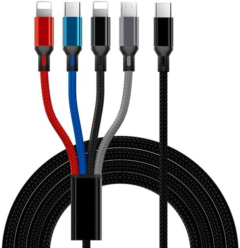 4 in 1 Multi USB C Charger Cable, USB C to USB C/ 2 Lightning/Micro USB Connector Port Phone Charging Cable, Multi Charger Cable for iP,iPad,Samsung Galaxy S23, Google