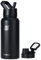 SUNWILL Metal Water Bottle 1L, Stainless Steel Water Bottle with Straw, Leakproof Water Flask for Gym & Travel, Black