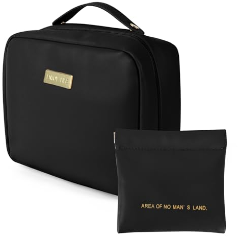 Valleycomfy Kosmetiktasche Große, Make up Tasche Portable, Wasserdicht PU Leder Kulturbeutel mit Fächern, Schminktasche für Damen und Mädchen(Schwarz)