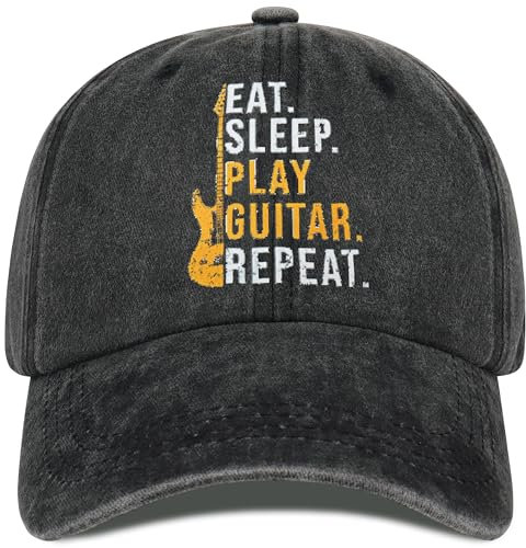 Jeasona Herren-Baseballkappe, Geschenk für Herren, Geburtstagsgeschenk für Weihnachten, Valentinstag, Verwaschene schwarze Gitarre, Einheitsgröße