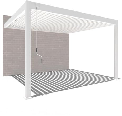 Pavillon Pergola 3x4m Terassenüberdachung mit Lamellendach verstellbar Gartenpavillon Hardtop wasserdicht stabil Winterfest Voll-Aluminium Grillpavillon Weide Premium Wall Weiß