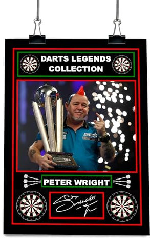 Darts Legends Collection: Peter Wright, Dart Champion Vorgedrucktes Autogramm, signierter Druck, Dartspieler, Fan-Kunst, A4-Druck