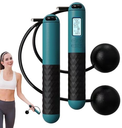 Skipping Rope With Counter, Skipping Rope Adult Fitness, Digital Skipping Ropes for Adults, Fitness Exercise Training Jump Rope, Ball-Weighted Jump Rope For Men, Women