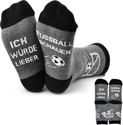 Lustige Geschenke Für Männer Und Damen - Weihnachtssocken, Adventskalender Füllung, Weihnachtsgeschenke, Zocken Socken, Fußball Gaming Socken Herren Damen (Fussball-Grau)
