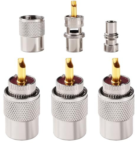 YIXISI 3 Piezas Conector PL259, UHF/PL-259 Conector Coaxial de Soldadura Masculina con Reductor Compatible con Antena de Radio CB Ham, RF Adapter 50ohm para RG59, RG8, RG8x, LMR-400, RG-213