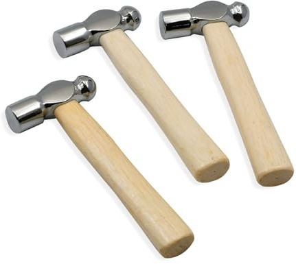 Mini Wooden Hammer Set, 3 Pieces, Round Head Ball Impact Tool with Wooden Handle for Nails, Woodworking and Repairs