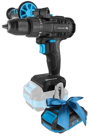 HÖGERT TECHNIK Bürstenloser Akku-Bohrschrauber 18V, 80 Nm Drehmoment, 13 mm Bohrfutter, 20+1 Drehmomentstufen, LED-Beleuchtung, Metallgetriebe + PROMO 2,0 Ah Akku