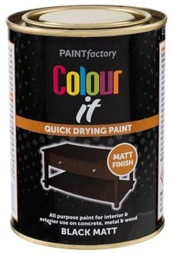 Black Mat Finish Color Paint Tin 300ml - Quick Dry, All Purpose Paint for Interior and Exterior Ideal for Wood, Metal, Plastic, Indoor & Outdoor Use