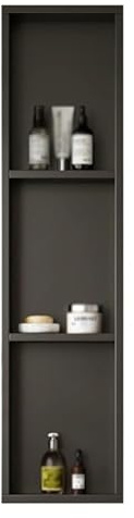 LED-Dusche, wasserdicht, Einbauregal, Nischenbeleuchtung, Aluminiumlegierung, für Badezimmer, horizontal/vertikal, schwarz, 30 x 124 x 16 cm (auch erhältlich: 30 x 93 x 13 cm)