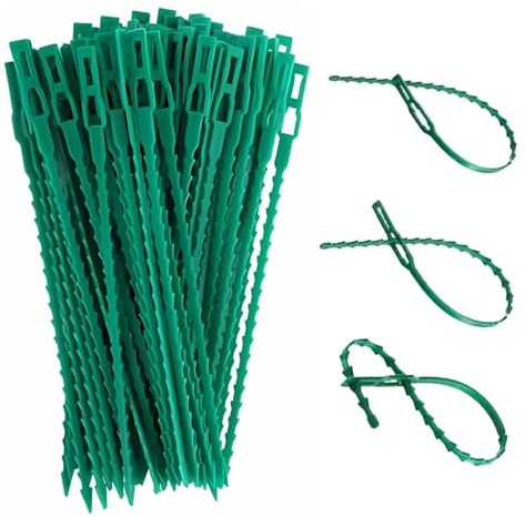 YUNYU 100 lazos ajustables de soporte de jardín, fijación segura para plantas de 22 cm en horticultura y jardinería, clips flexibles y reutilizables para tomates, pepinos, vides
