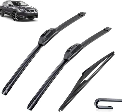 Vorne und Hinten Scheibenwischer Set für Nissan Qashqai J11 2013-2020 26+17+12, Ersatzwischblätter Wischerblätter Wischerblattsatz Scheibenwischerblätter