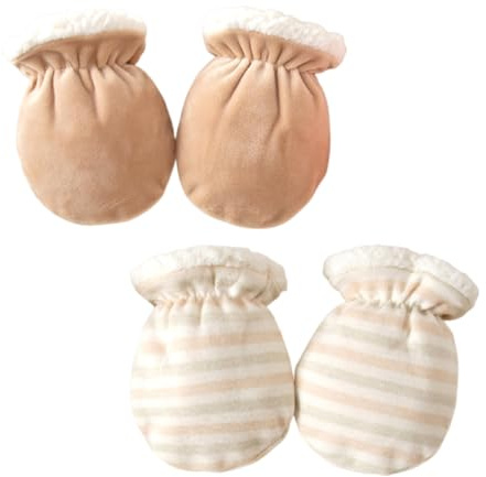 OIXEY 2 pares guantes antirrasguños para bebés de 0 a 6 meses,guantes de algodón para niñas,guantes antirrasguños para bebés,guantes de invierno de algodón,manoplas de algodón para bebés (2 colores)