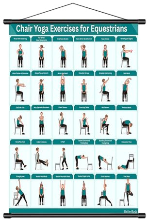 Wcybym Yoga-Poster für Stuhl, faltbar, Stoff, 40 x 60 cm, Mobilitäts-Übungstabelle, Stretching-Posenführung, Wandmontage, für Fitness, Stretching, Mobilität, Workout, Training, Zuhause, Fitnessstudio