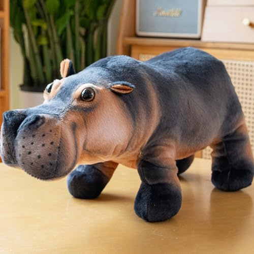 Xiyocadt Flusspferd Kuscheltier, Nilpferd Weiches Plüschtier, Realistische Plüsch Stofftier Spielzeug Kissen für Kinder und Erwachsene (30CM)