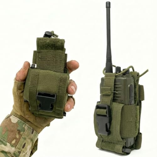 Glac Store – Tasca porta radio tattica MOLLE universale, con chiusura a strappo regolabile, compatibile con gilet, zaini e cinture – 4 colori disponibili (Multicam, Tan, Verde, TC) (VERDE)