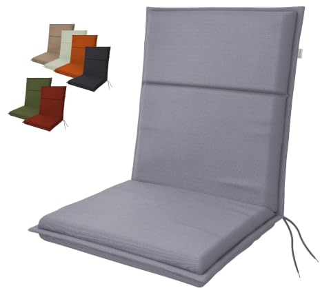 Doppler Niederlehner-Auflage Life, Gartenstuhl-Auflage 100 x 48 x 4 cm | Sitzauflage Gartenstuhl mit niedriger Lehne, 100% Polyester, hoher Ausbleichschutz, inkl. Rückhalteband, Made in Europe