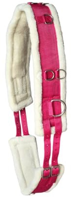 JF-Reitsport Longiergurt mit Teddyfleecepolsterung, Mehrere Ringe, Verstellbar 4 Größen (Cob rosa)