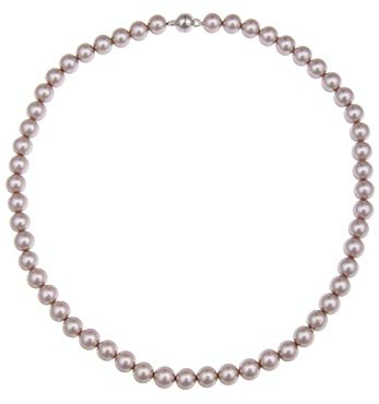 Leslii Damen-Kette Classic braunes Perlen-Collier Zuchtperlen-Kette 44cm mit Magnet-Verschluss Braun