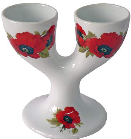 Double Egg Cup with Beautiful Poppy Design