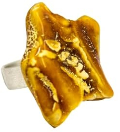 Ring Silberfassung 925 echter Bernstein poliert UNIKAT R84