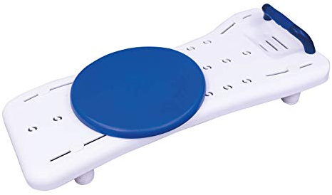 Aidapt White Width Adjustable Easy Clean Bath and Transfer Board with Grab Handle and Transfer Turntable to Fit Baths Between 463 and 680mm Bathroom Aid