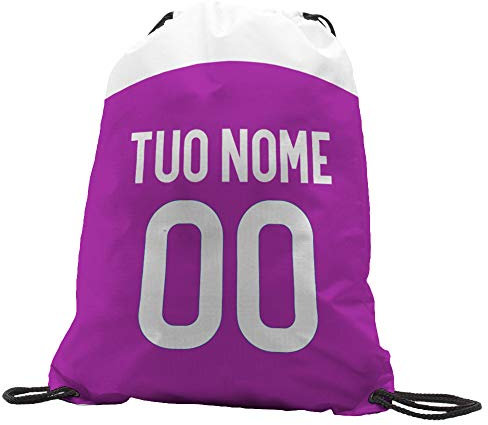Sacca Ginnastica GYMBACK sport per tifoso Fiorentina - sacchetto sportivo calcio Fashion Borsa, Piscina, Zaino,portascarpe Scuola per Ragazze Donne Bambini, personalizzato con nome e numero