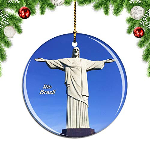 Weekino Brasilien Jesus Christs Statue Rio de Janeiro Weihnachtsdekoration Christbaumkugel Hängender Weihnachtsbaum Anhänger Dekor City Travel Souvenir Collection Porzellan 2,85 Zoll