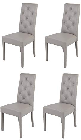 t m c s Tommychairs - 4er Set Moderne Stühle Chantal für Küche und Esszimmer, robuste Struktur aus lackiertem Buchenholz Farbe Hellgrau, gepolstert und mit hellgrauem Kunstleder bezogen