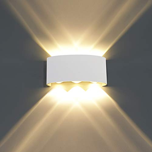 6W Modern Wandlampe LED Wandleuchte Up Down Wandbeleuchtung LED Innen Außen | Aluminium, Wasserdicht IP65, für Badezimmer Veranda Schlafzimmer Korridor Wohnzimmer Treppen Flur